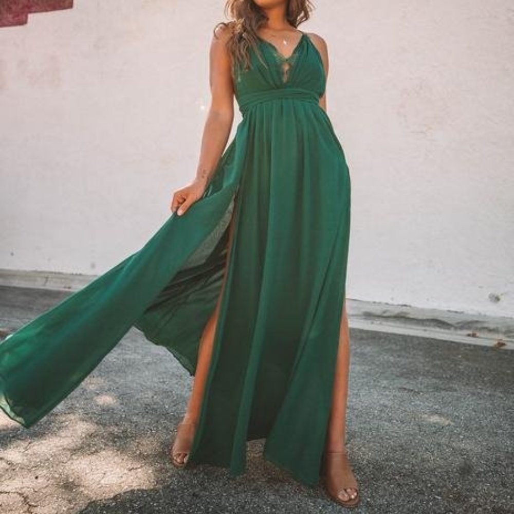 Talk Of The Town Maxi Dress - Hunter Green